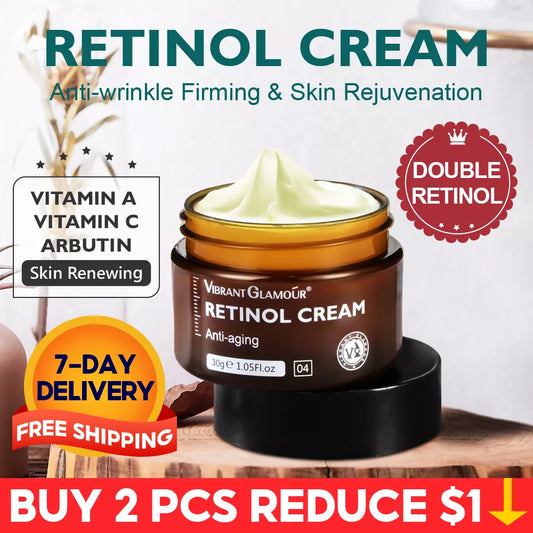 VIBRANT GLAMOUR Retinol Face Cream Anti-Aging Wrinkle Firming Whitening Brightening Moisturizing Facial Skin