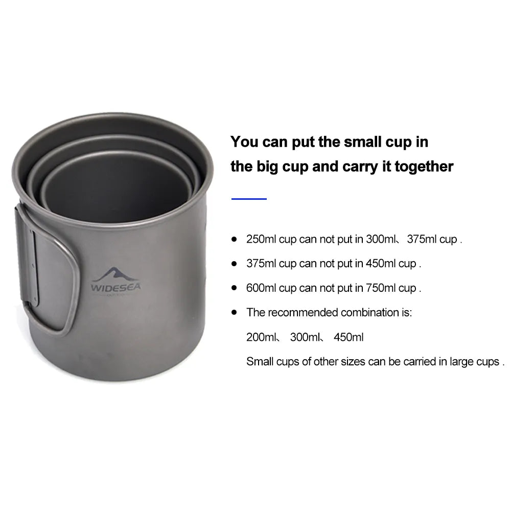 Camping Mug Titanium Cup Tourist Tableware Picnic Utensils Hiking