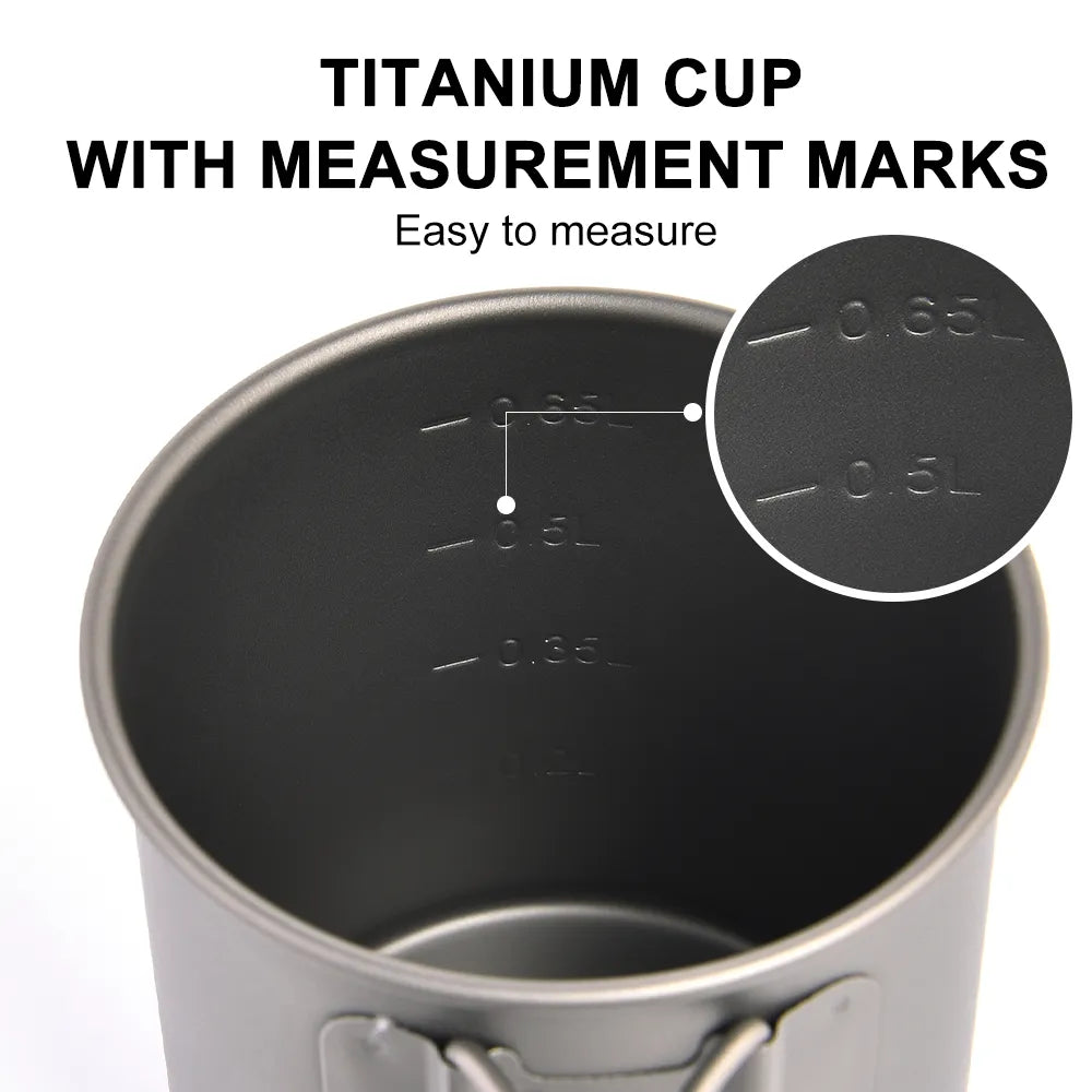 Camping Mug Titanium Cup Tourist Tableware Picnic Utensils Hiking