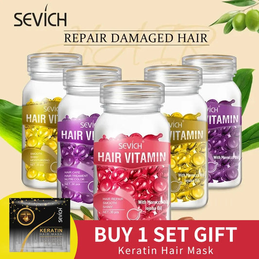 3PCS/SET Keratin Complex Moroccan Hair Oil Vitamin Capsule Set  Repair Damaged Hair