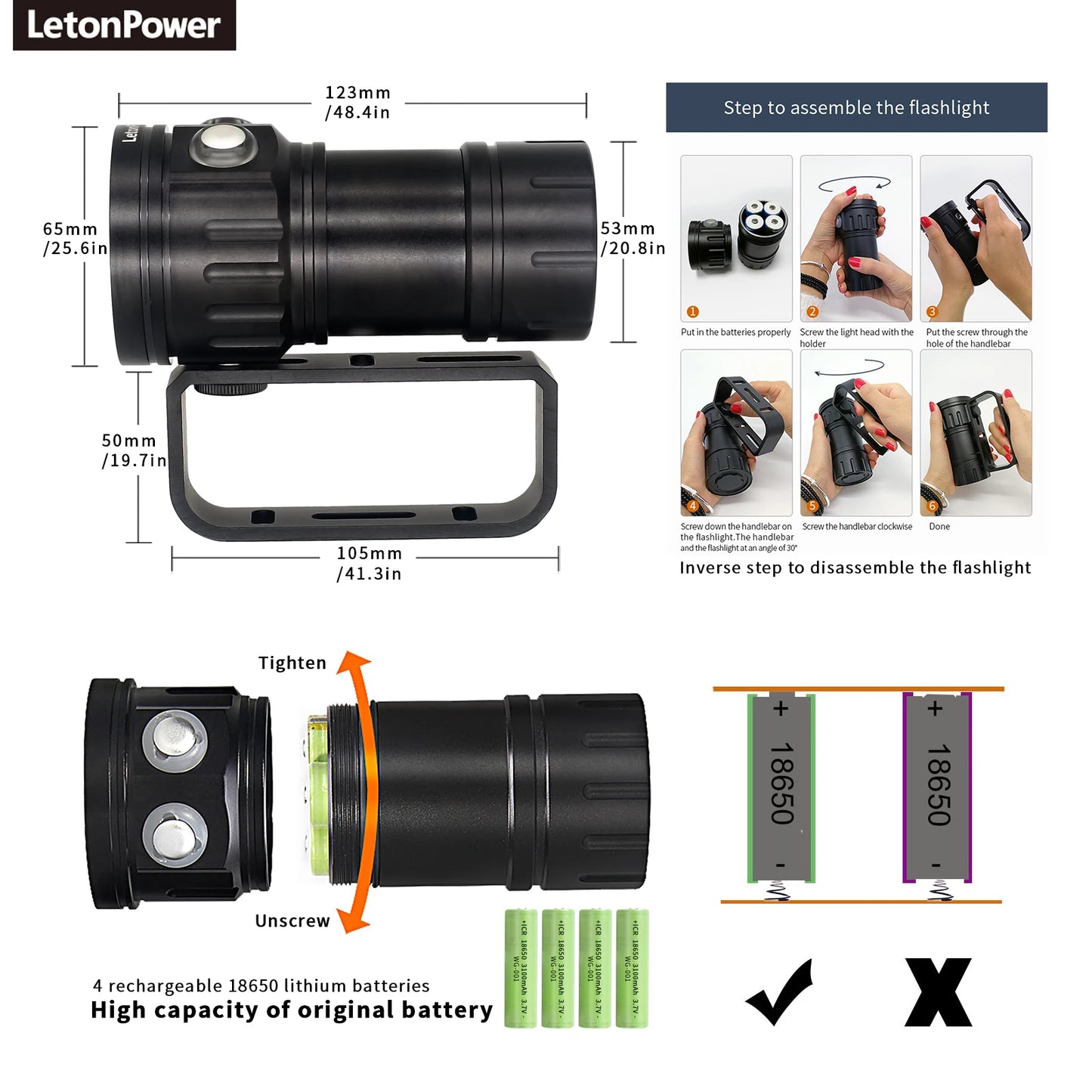 Professional Underwater Diving Photography Light 20000Lumens Flashlight