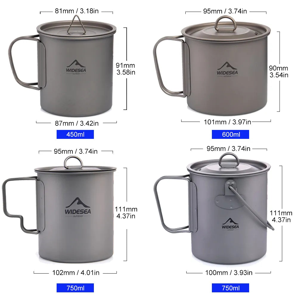 Camping Mug Titanium Cup Tourist Tableware Picnic Utensils Hiking