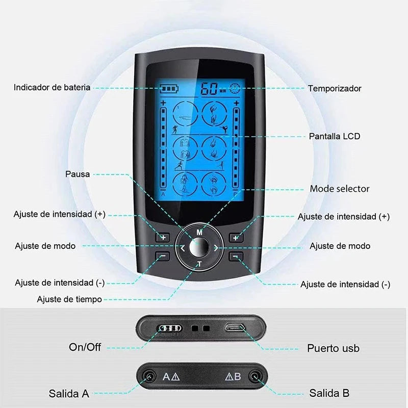 Muscle Stimulator USB Rechargeable EMS Stimulator TENS Physiotherapy Instrument Pulse Massager