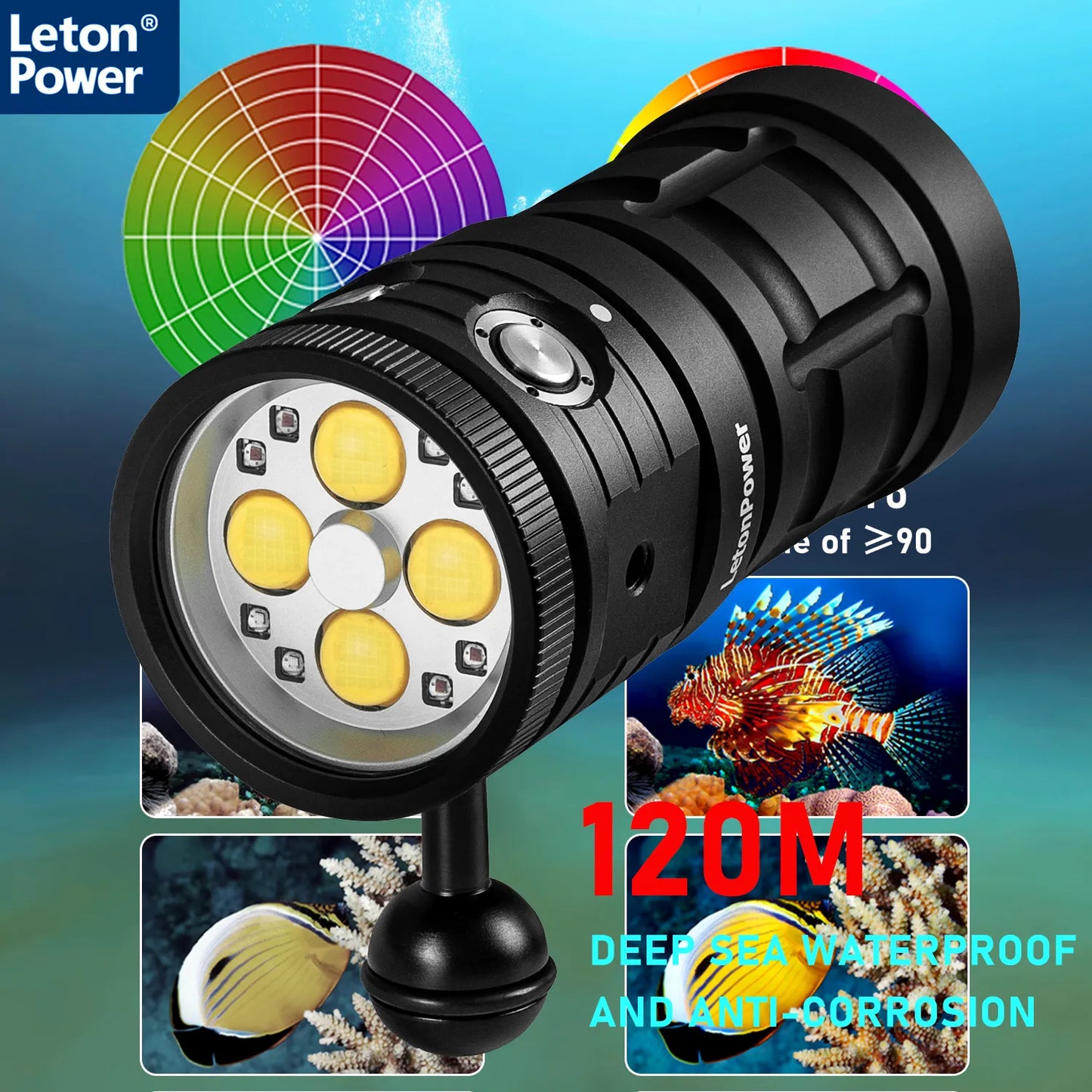 Underwater Lamp Photography Light High Lumens Diving Flashlight 120m Video Camera torch