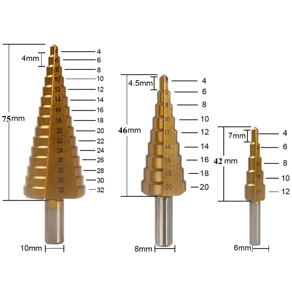 Step Drill Bit Saw Set Titanium Milling Cutter For Woodworking Metal Core Hole Opener