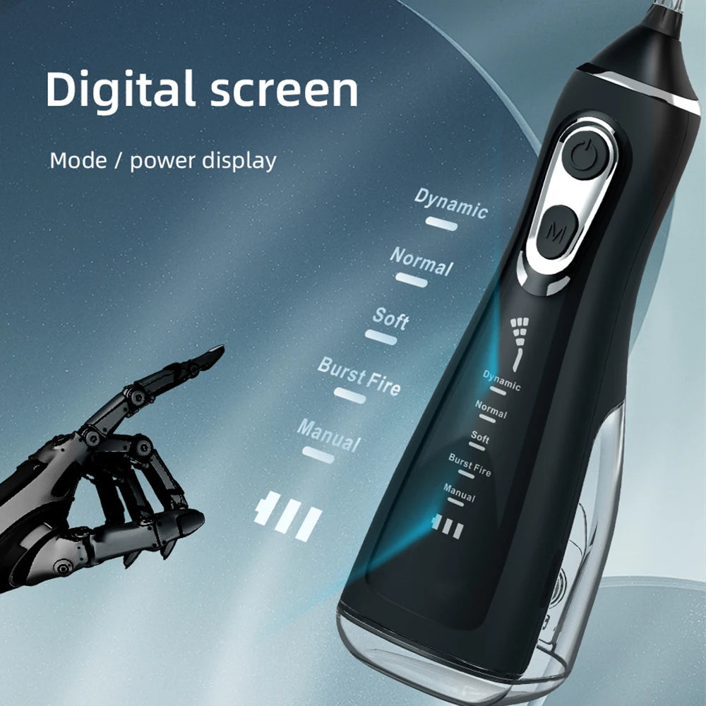 Portable Water Flosser Dental Oral Irrigator Pick 5 Modes 360°