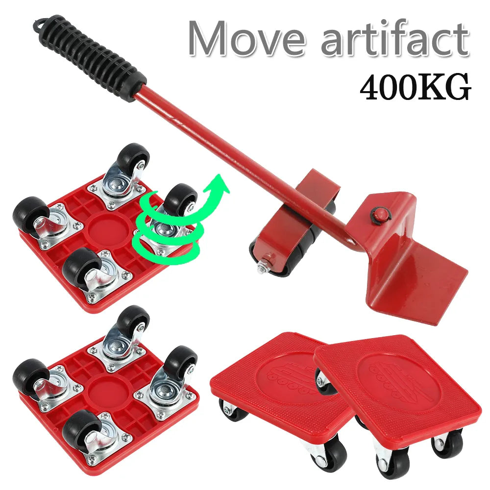 Furniture Mover Set Transport Lifter Universal Wheel Heavy Moving Roller Bar Hand Tools