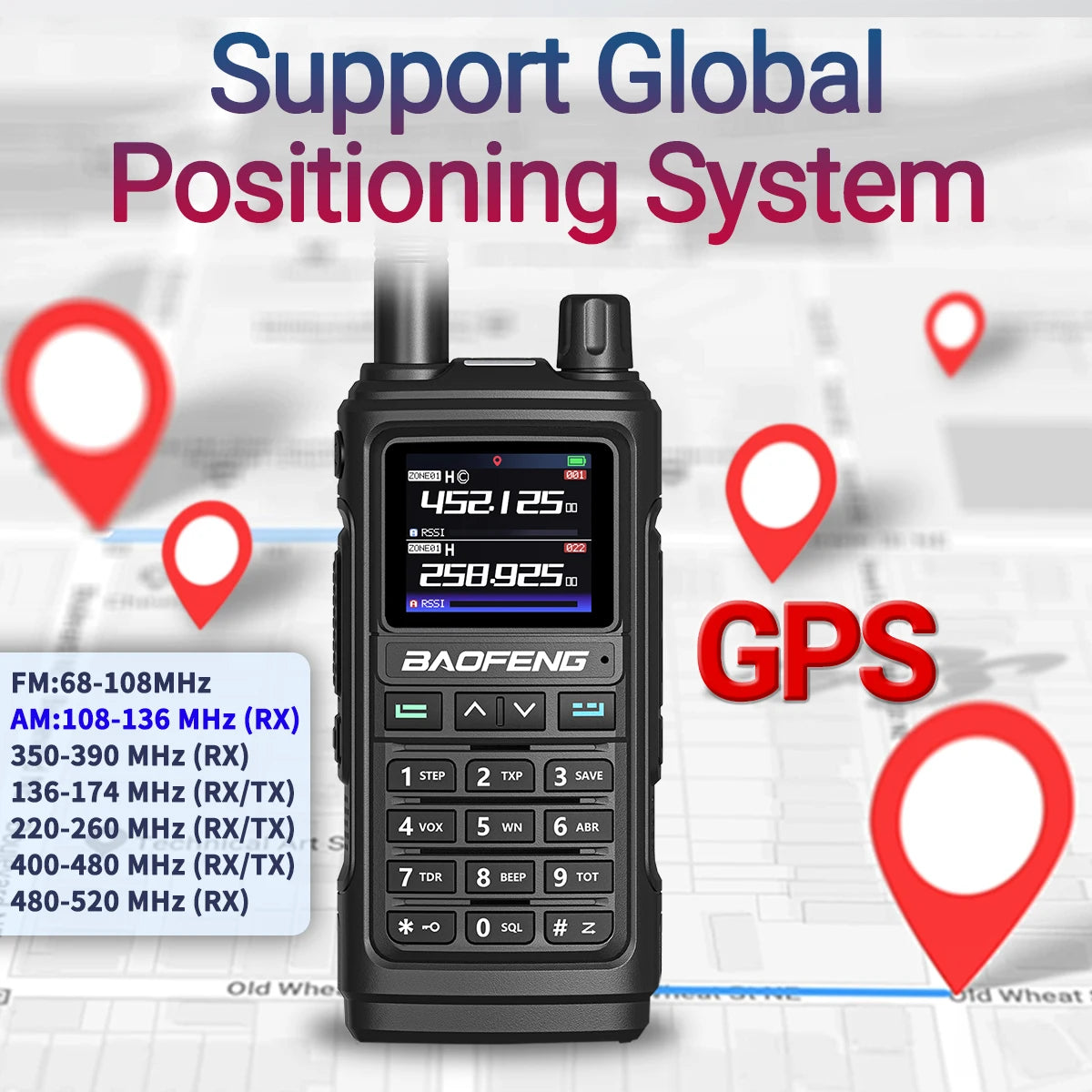 Baofeng PRO GPS Air Band Walkie Talkie NOAA Amateur Ham Hunting