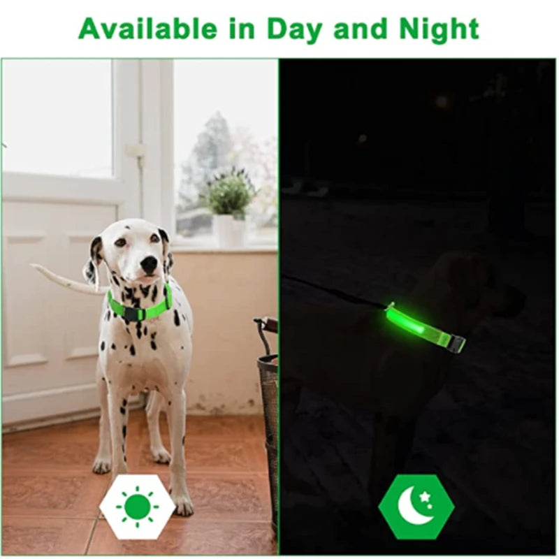 LED Glowing Dog Collar Adj Flashing Rechargeable Collar Night