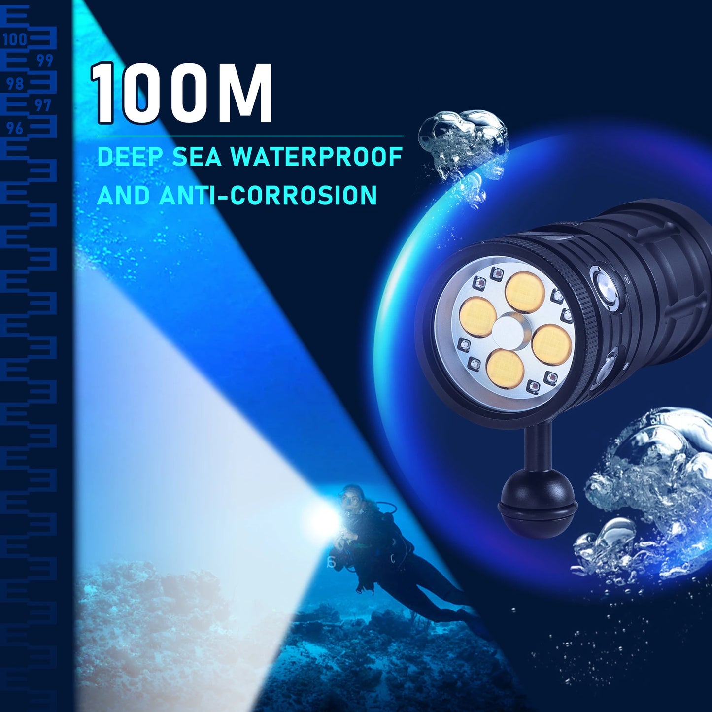 Underwater Lamp Photography Light High Lumens Diving Flashlight 120m Video Camera torch