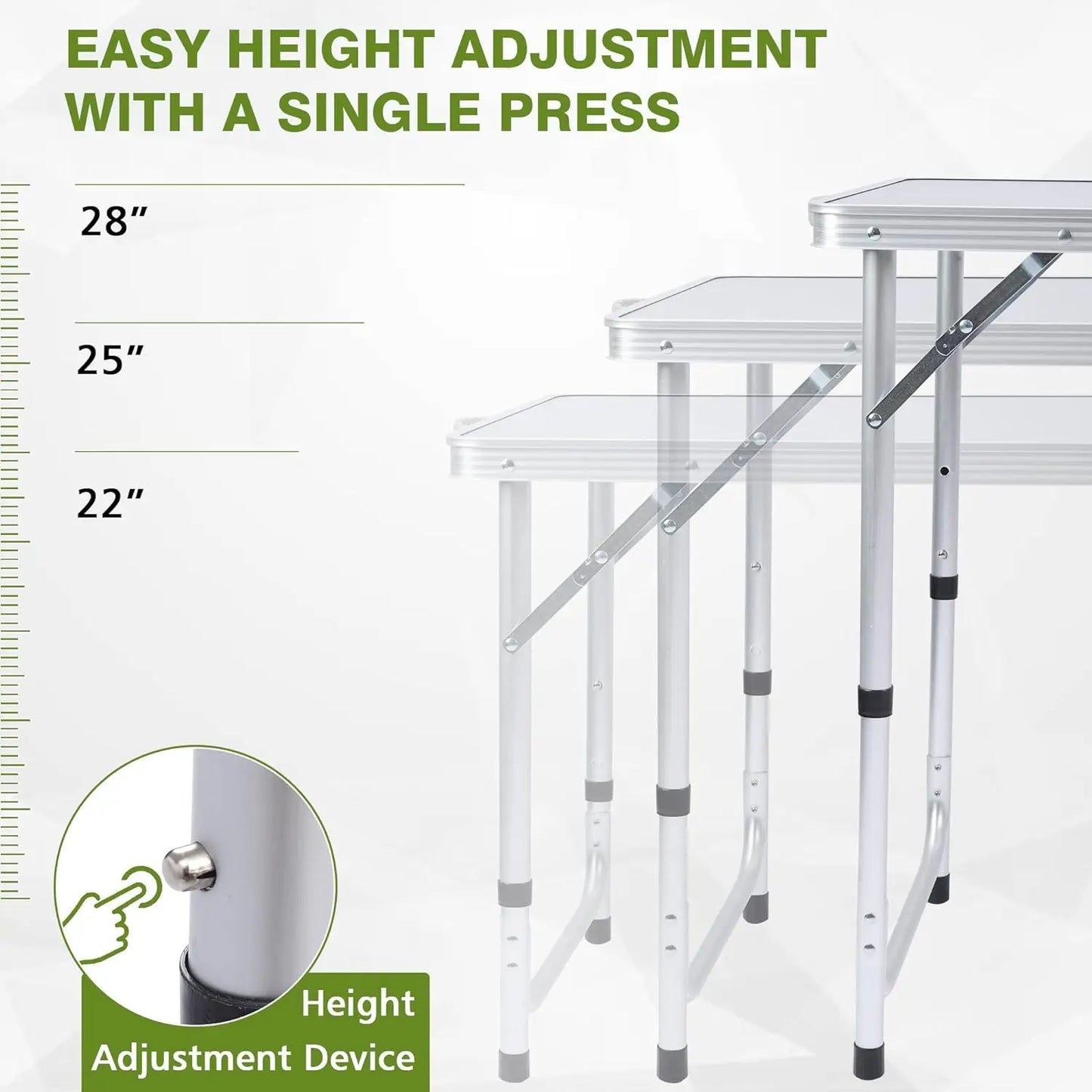 Outdoor Folding Table, Camping Table Portable Aluminum Panel Lightweight Table