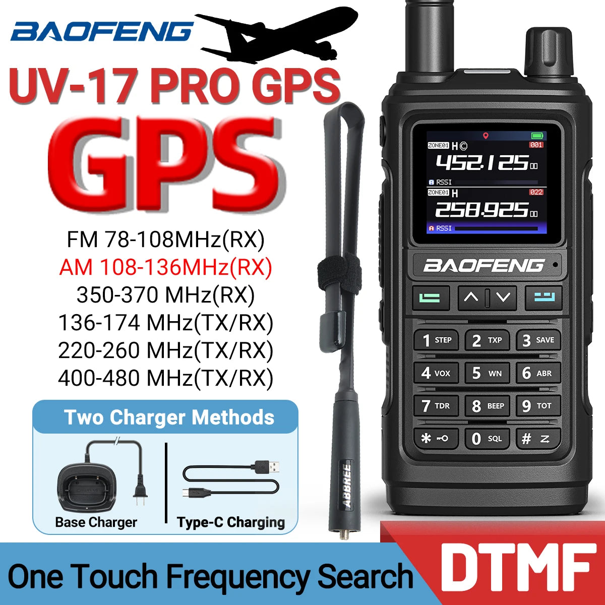 Baofeng PRO GPS Air Band Walkie Talkie NOAA Amateur Ham Hunting