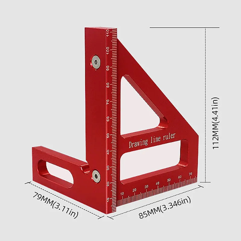 Woodworking Square Protractor Aluminum Alloy Miter Triangle Ruler High Precision Layout