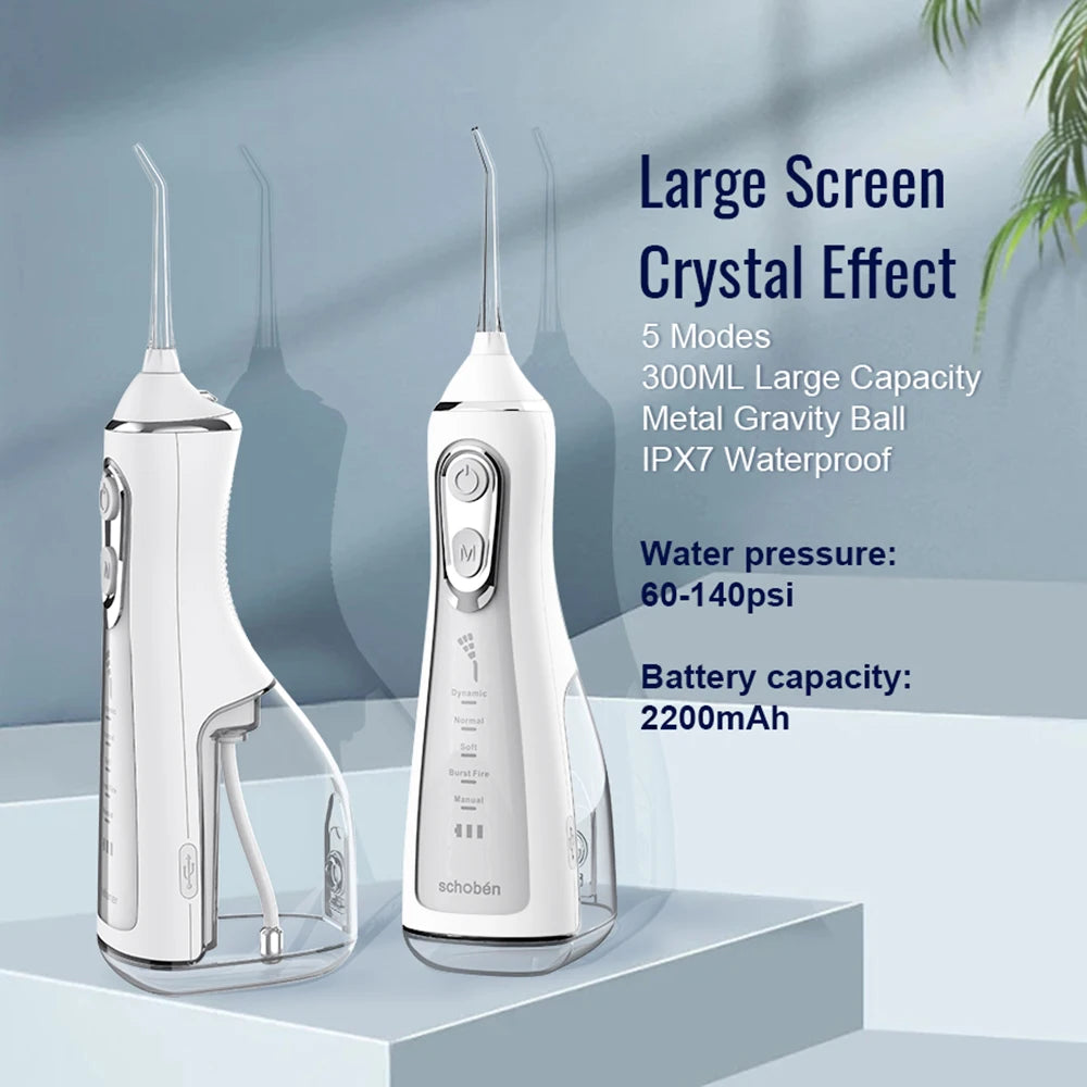 Portable Water Flosser Dental Oral Irrigator Pick 5 Modes 360°