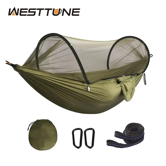 3 in 1 Camping Hammock with Mosquito Mesh Automatic Quick Opening Nylon