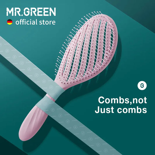 MR.GREEN Hollow Out Hair Brush Scalp Massage Combs Styling Detangler Fast Blow Drying Detangling