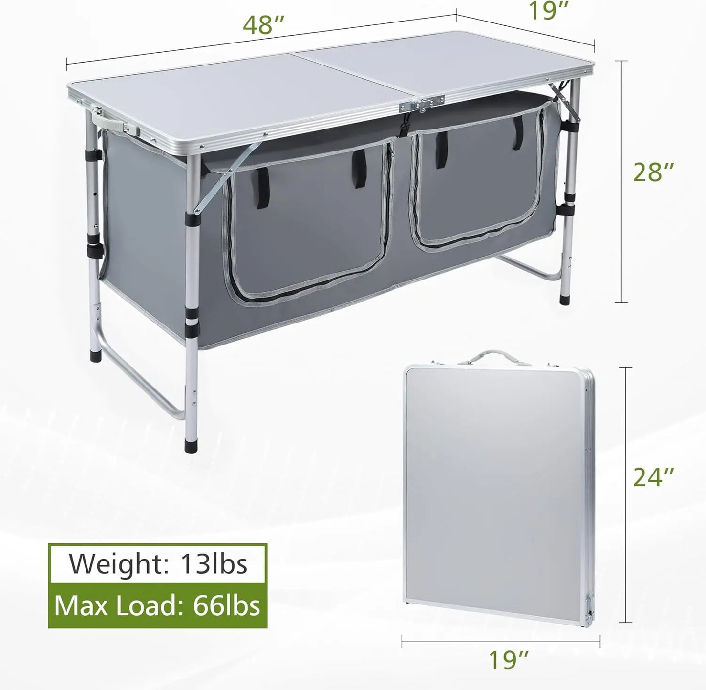 Outdoor Folding Table, Camping Table Portable Aluminum Panel Lightweight Table