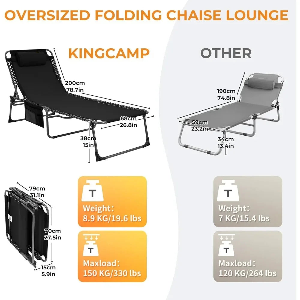 Heavy Duty Portable Camping Recliner With Pillow Chair Supports 330lbs