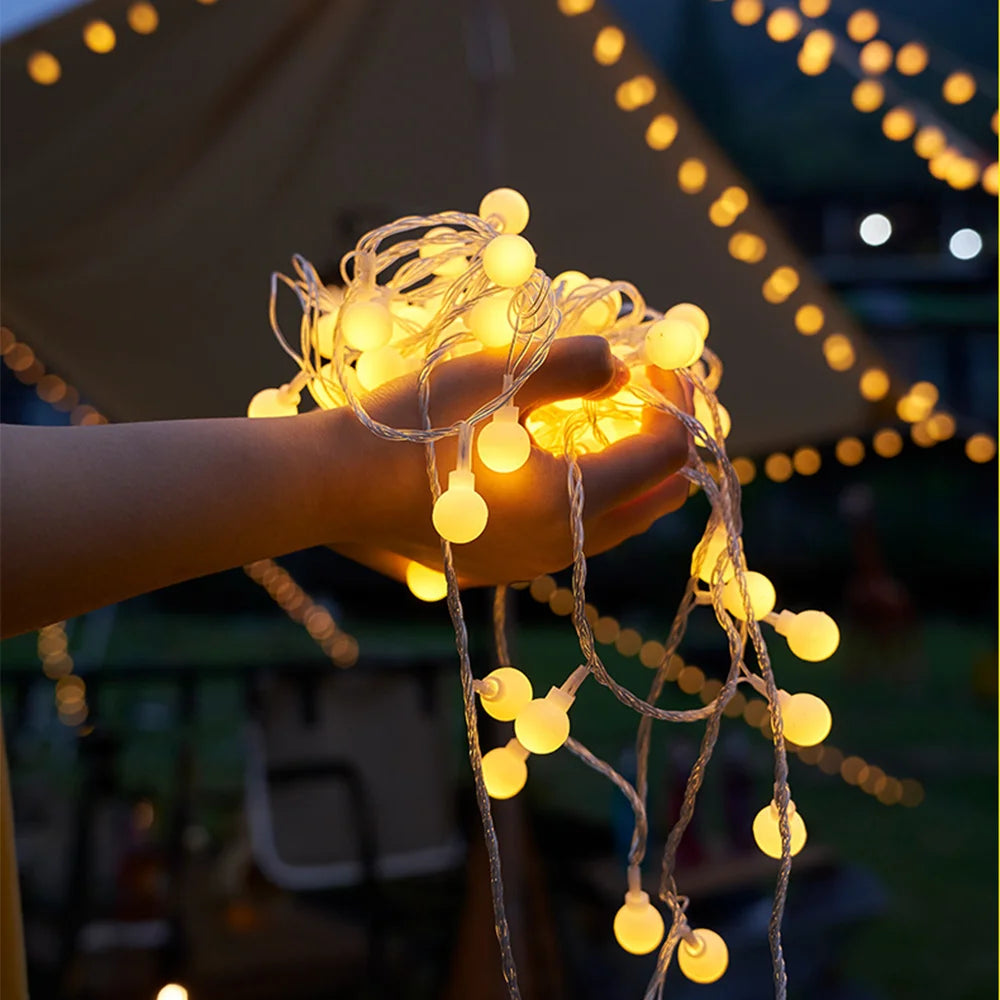 String Lights Camping Lamp Outdoor Crystal Globe Waterproof USB Powered Patio Light Tent