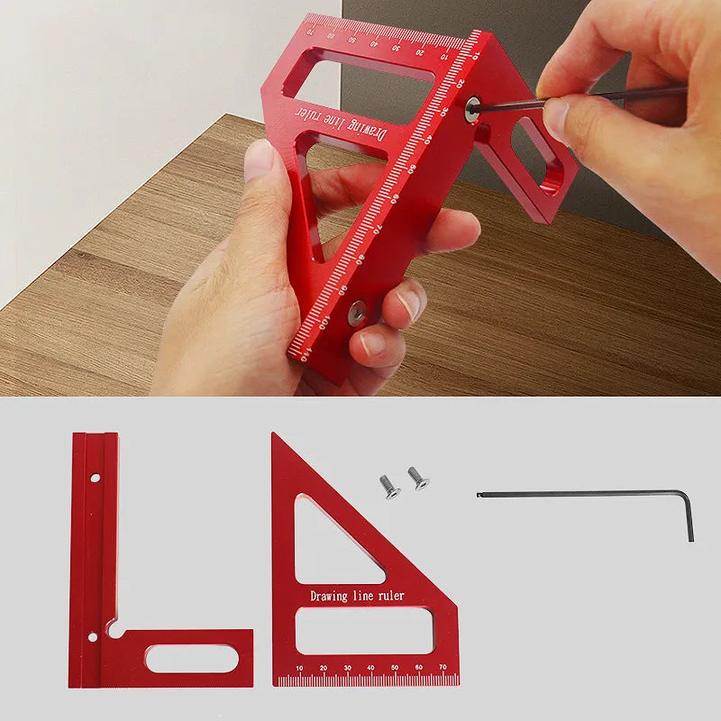 Woodworking Square Protractor Aluminum Alloy Miter Triangle Ruler High Precision Layout