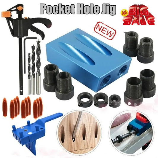 Pocket Hole Screw Jig 15 Degrees Dowel Drill Joinery Kit Wood Woodwork Guides