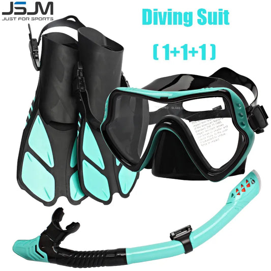 Professional Scuba Diving Mask Equipment Set Glasses Mask Snorkeling Snorkel Flippers