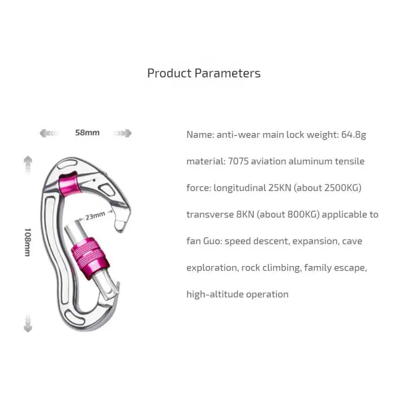 Screw-gate Climbing Mountaineering Carabiner Arborist Rigging Rappelling